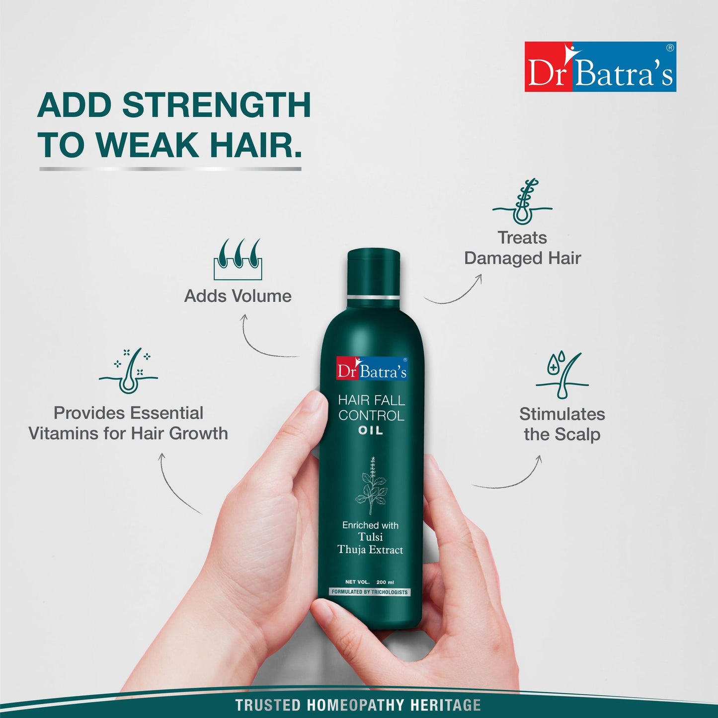 Dr Batra's Hair Oil - For Hair Fall Control & Healthier Scalp with Thulsi, Brahmi, Thuja