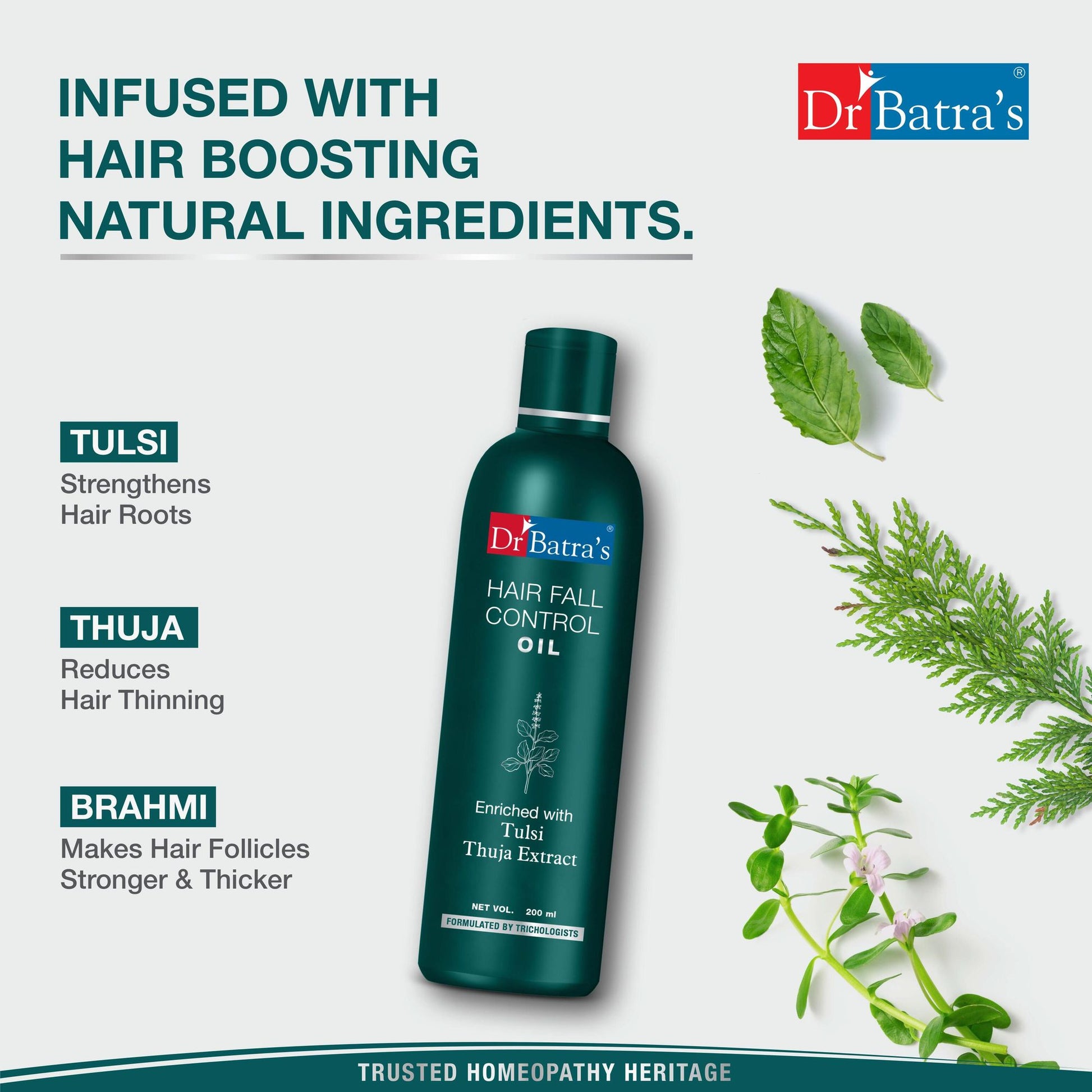 Dr Batra's Hair Oil - For Hair Fall Control & Healthier Scalp with Thulsi, Brahmi, Thuja