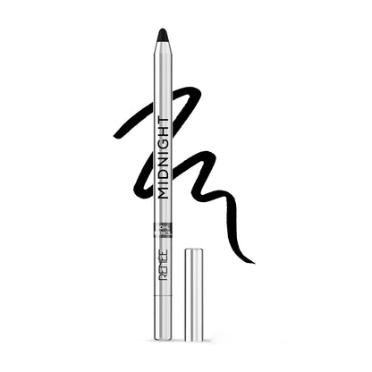 Renee Midnight Kohl Pencil, waterproof and smudge-proof kajal with a smooth black finish, perfect for defining eyes.