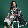 Indyancart IE Floral Embroidered Thread Work Pure Cotton Kurta With Trousers & Dupatta