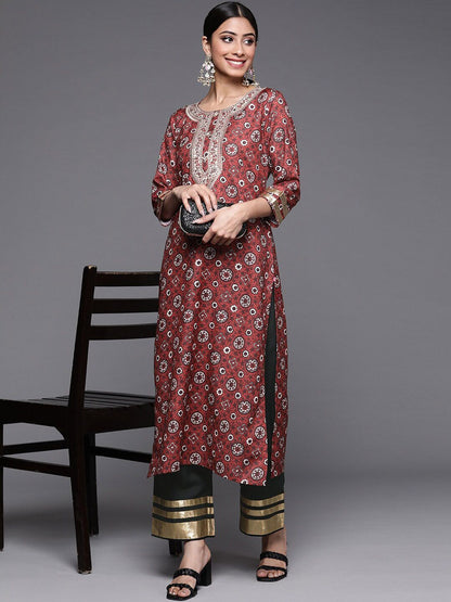 Indyancart VA Women'sEthnic Motifs Printed Kurta with Palazzos