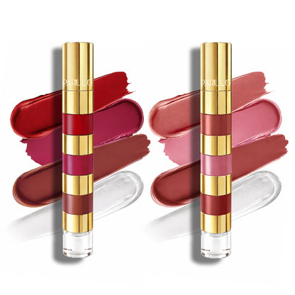 Parul Garg Beauty 4-in-1 Bold & Nude Shades Smudge-Proof Liquid Lipstick Stack with Gloss -Pack of 2