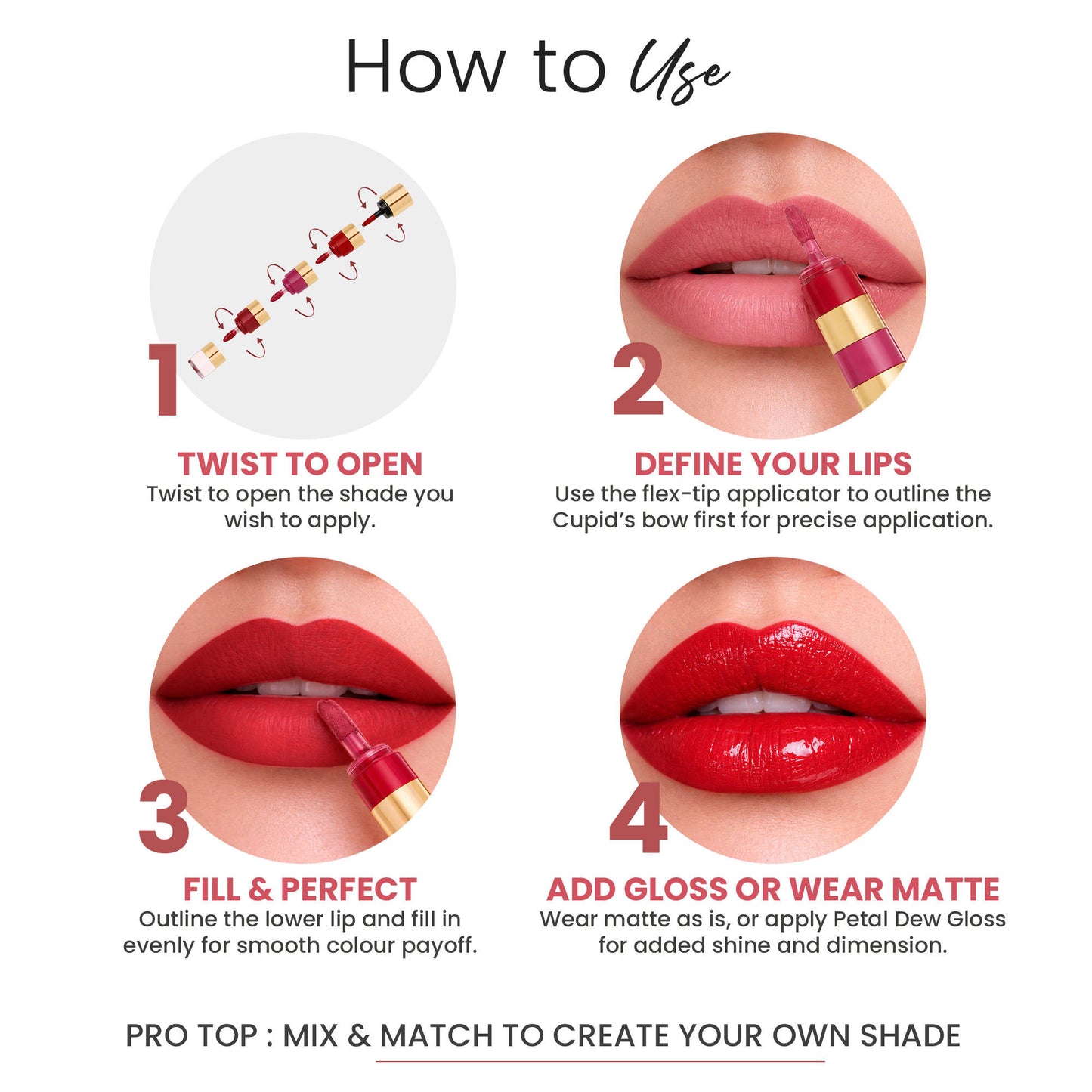 Parul Garg Beauty 4-in-1 Bold & Nude Shades Smudge-Proof Liquid Lipstick Stack with Gloss -Pack of 2