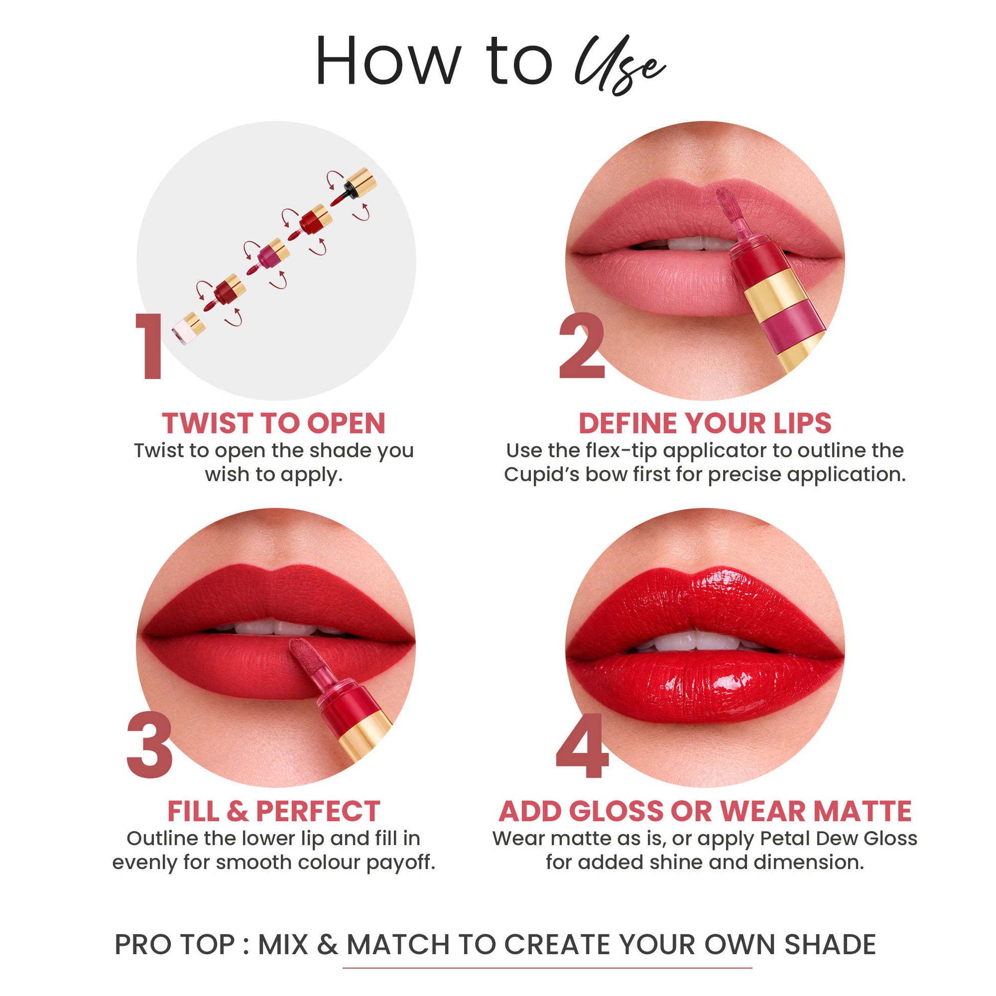 Parul Garg Beauty 4-in-1 Bold & Nude Shades Smudge-Proof Liquid Lipstick Stack with Gloss -Pack of 2