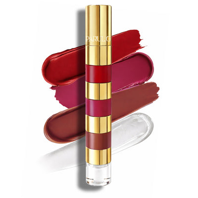 Parul Garg Beauty 4-in-1 Bold Shade Lip Stack - Travel Friendly Matte Liquid Lipsticks with Gloss - Royal Bloom