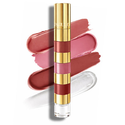 Parul Garg Beauty 4-in-1 Bold Shade Lip Stack - Travel Friendly Matte Liquid Lipsticks with Gloss - Fresh Bloom
