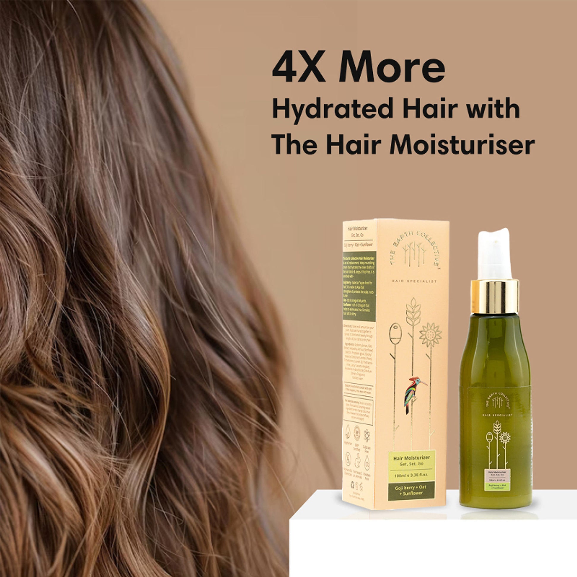 The Earth Collective Hair Moisturizer - Hydrating Leave On Hair Serum With Goji Berries & Oats