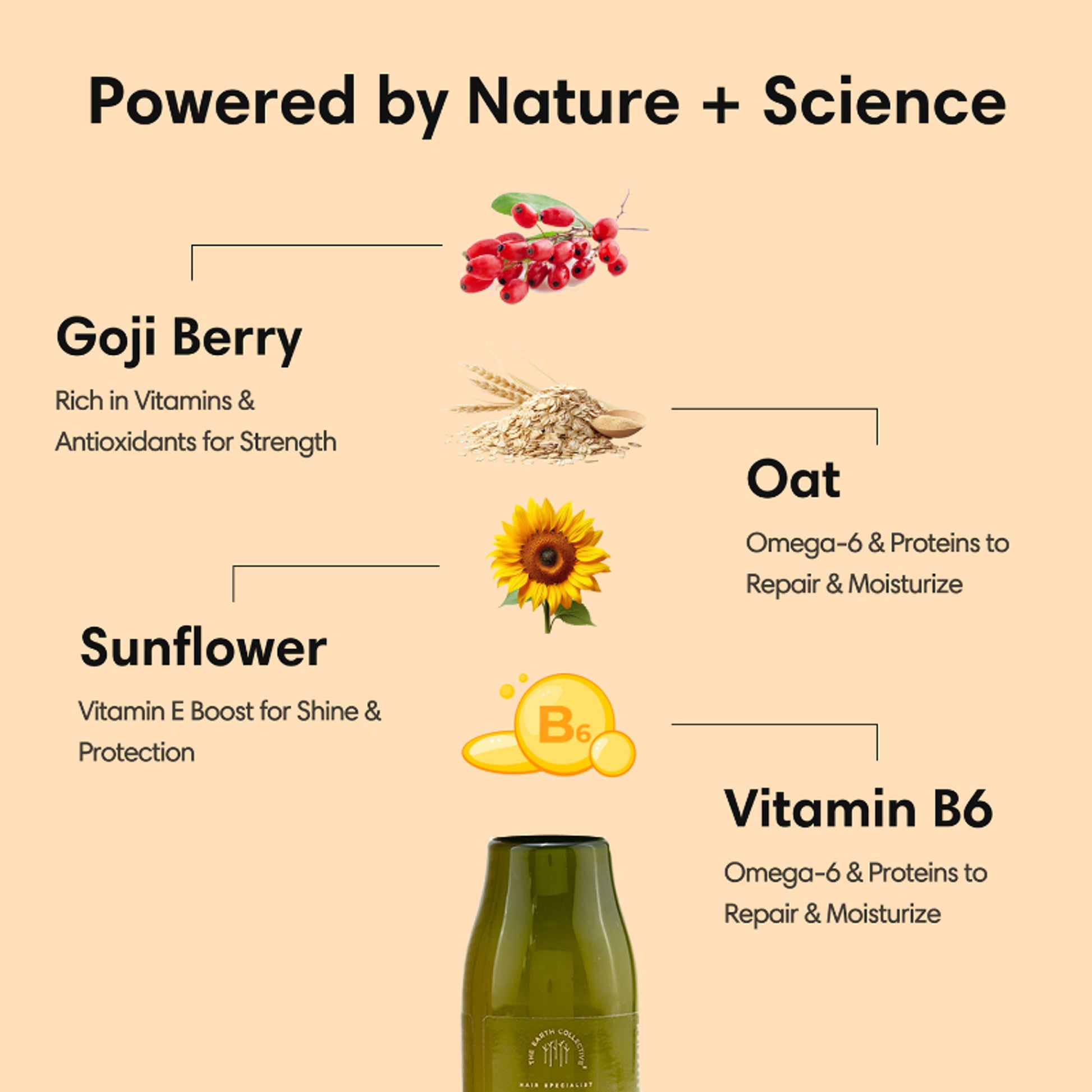 The Earth Collective Hair Moisturizer - Hydrating Leave On Hair Serum With Goji Berries & Oats