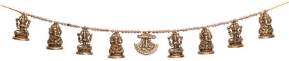 Metal Door Hanging Toran Bandarwal Set of 30 for Home Decoration/Lakshmi Ganesha Toran Mandir Temple (35 x 3.5 inch, Gold)