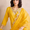 Dhiyona IE Women Ethnic Motifs Embroidered Regular Kurta with Trousers & With Dupatta