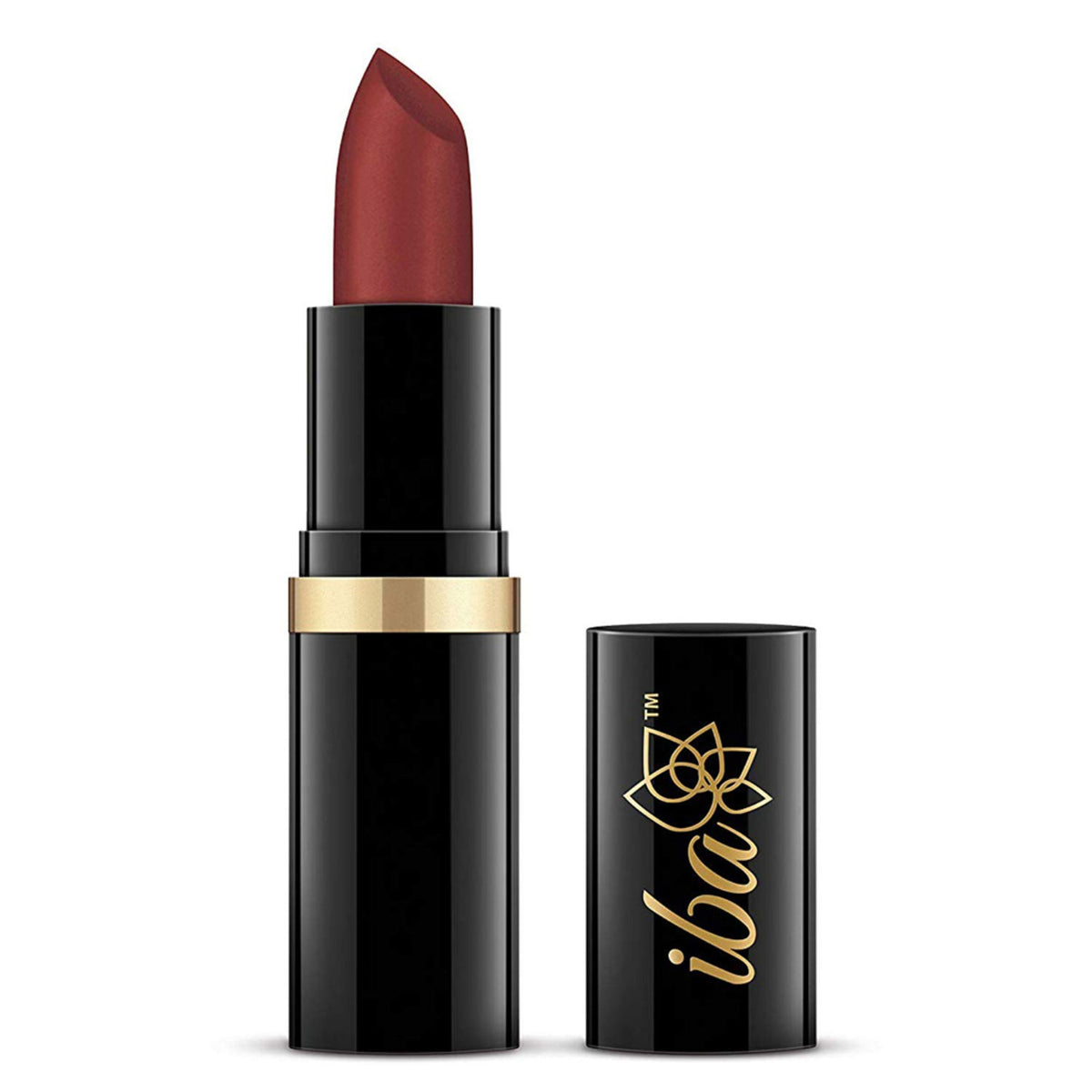 Iba PureLips Moisturizing Lipstick in A50 Dusky Rose, showing the lipstick tube and shade swatch with a smooth, moisturizing finish.