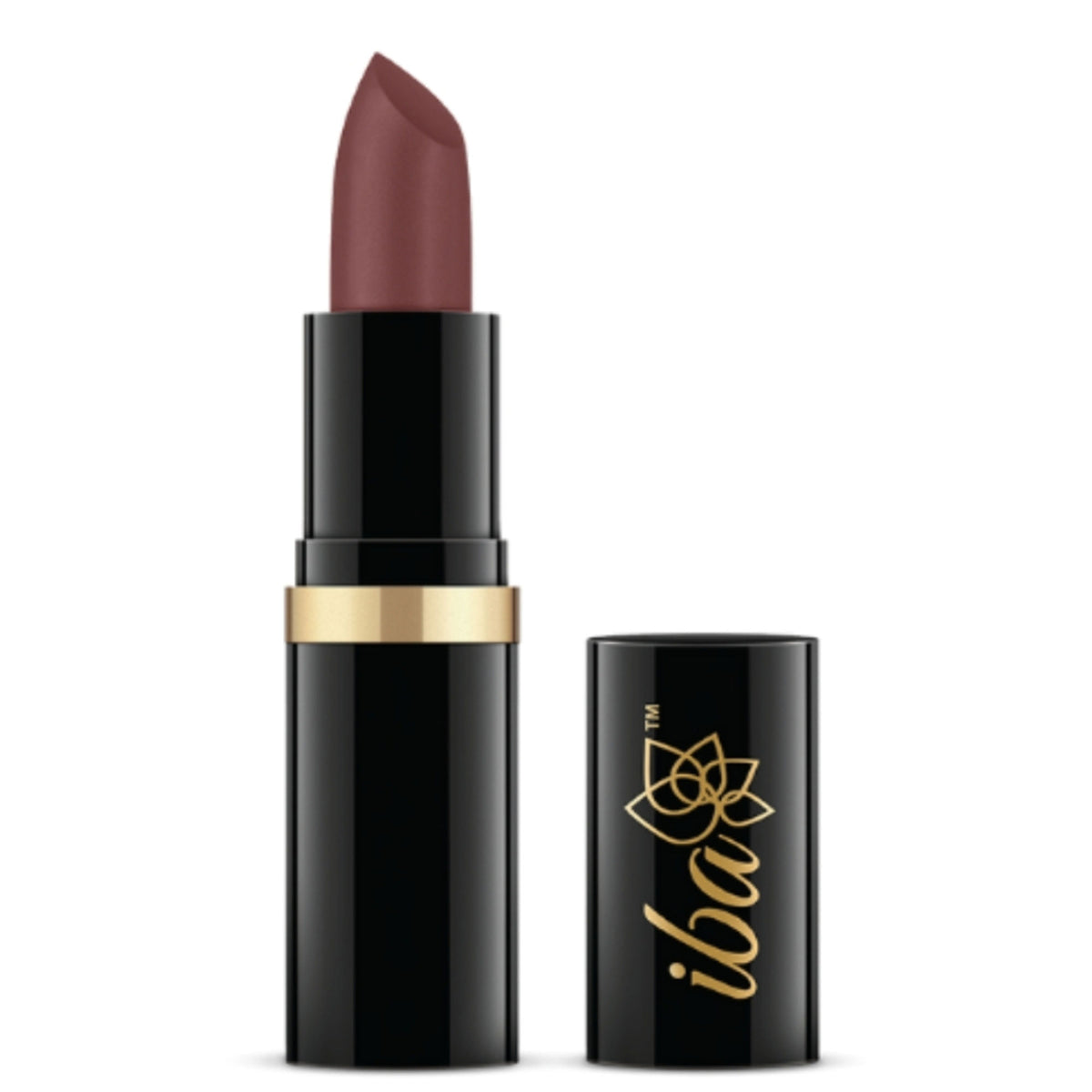 Iba PureLips Moisturizing Lipstick in A46 Spicy Nude, featuring a smooth, nude lipstick bullet with a shiny finish.