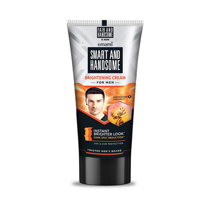 Emami Fair and Handsome Long Lasting Radiance Cream Pro-Peptide face cream in a jar, showcasing the product packaging and texture.