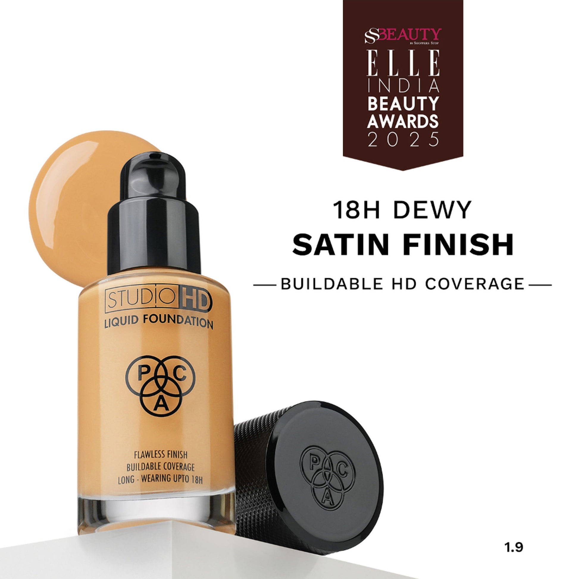 PAC Studio HD Liquid Foundation - Lightweight Dewy Satin Finish, Medium to Buildable Coverage - 1.9