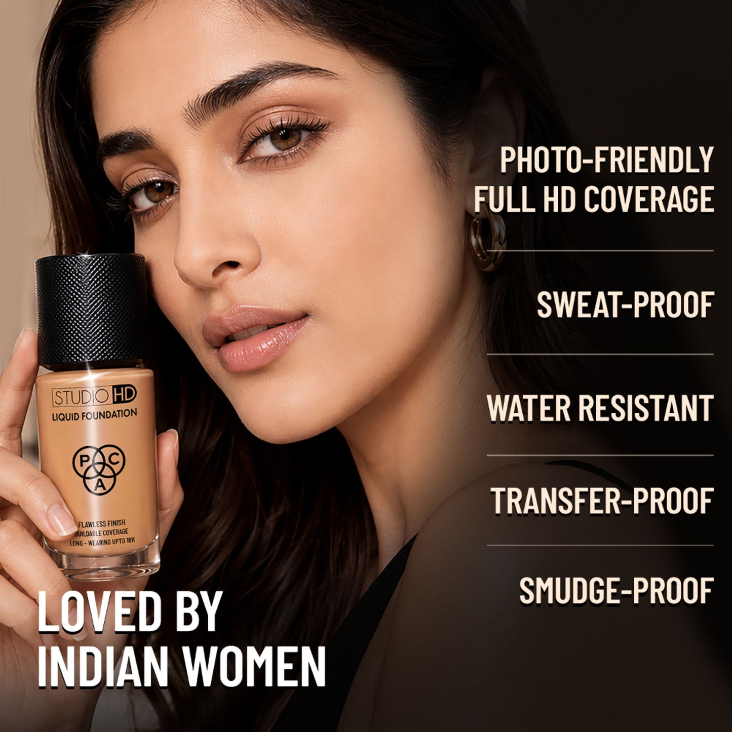 PAC Studio HD Liquid Foundation - Lightweight Dewy Satin Finish, Medium to Buildable Coverage - 2.0