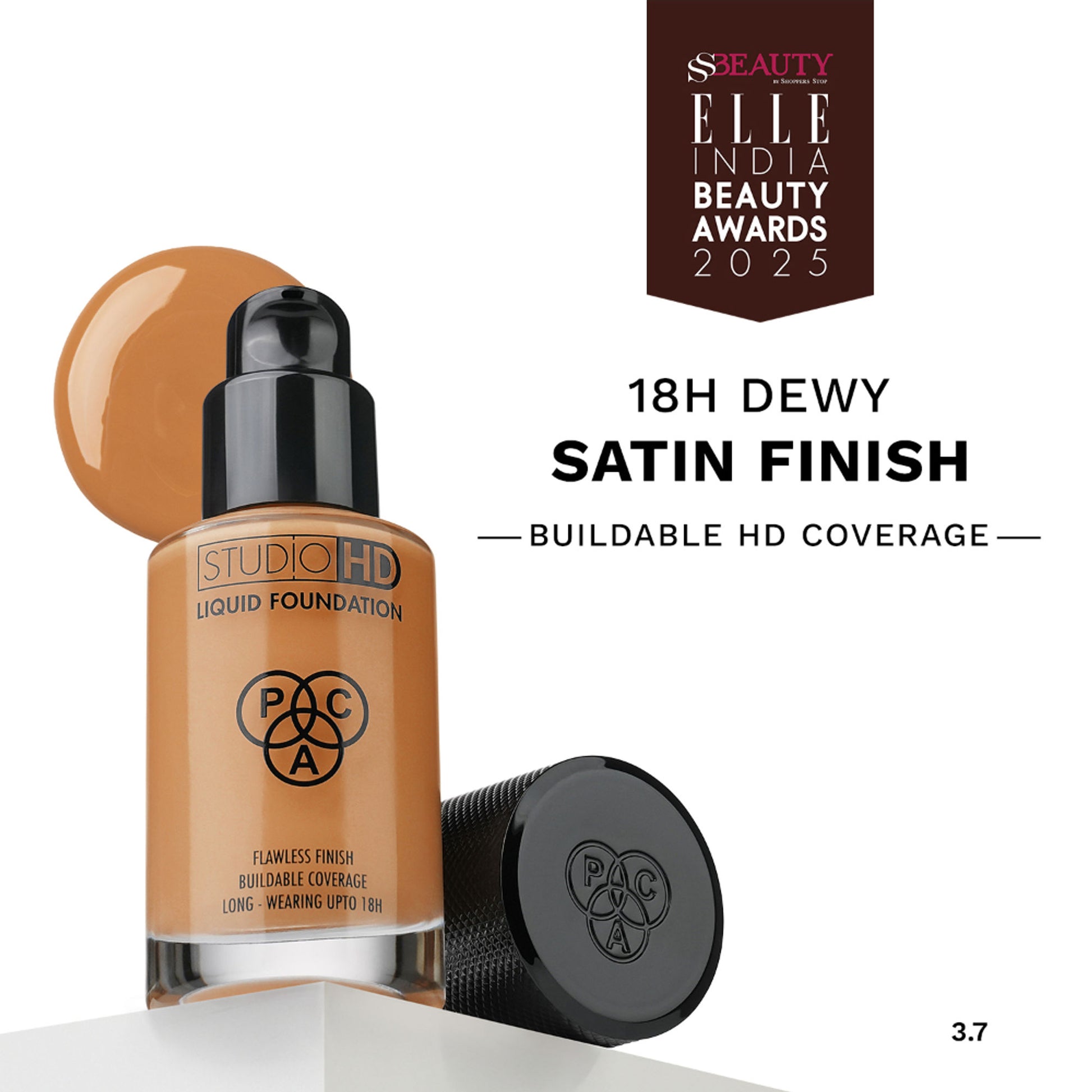 PAC Studio HD Liquid Foundation - Lightweight Dewy Satin Finish, Medium to Buildable Coverage - 3.7
