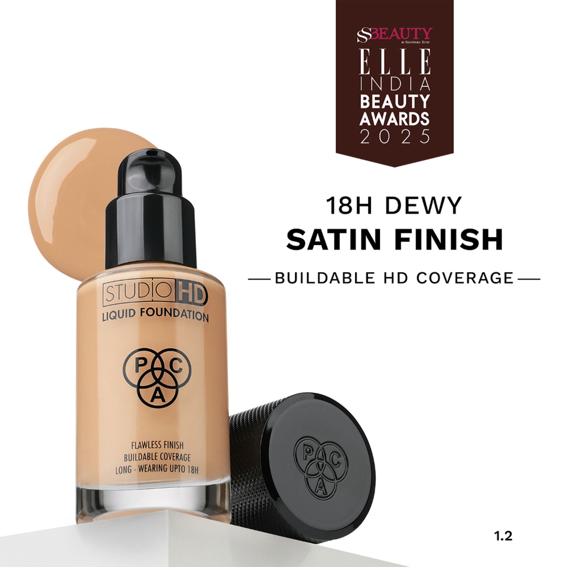 PAC Studio HD Liquid Foundation - Lightweight Dewy Satin Finish, Medium to Buildable Coverage - 1.2