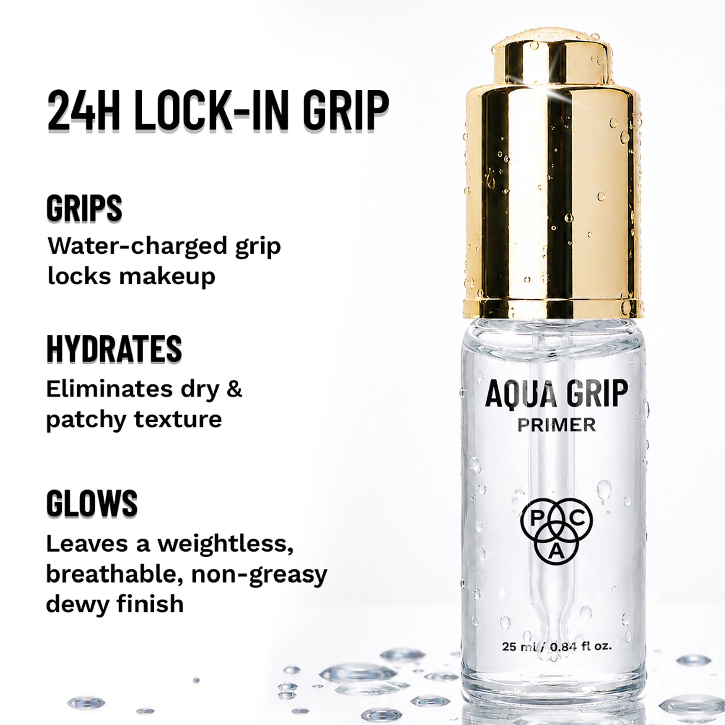 PAC Aqua Grip Primer - Infused with Silicone, Lightweight, Waterproof, Prolongs Makeup Wear
