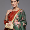 Dhiyona VA Women's Maroon Yoke Design Kurta with Trousers & With Dupatta