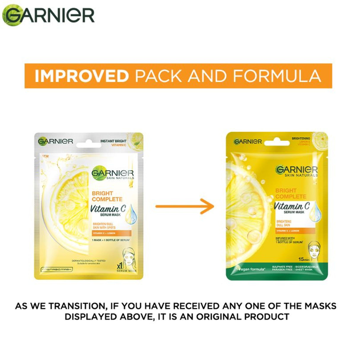 Garnier Skin Naturals Face Serum Sheet Mask - Bright Complete