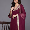 Indyancart VA Women's Gotta Patti Embroidered Silk Georgette Kurta with Trousers & Dupatta