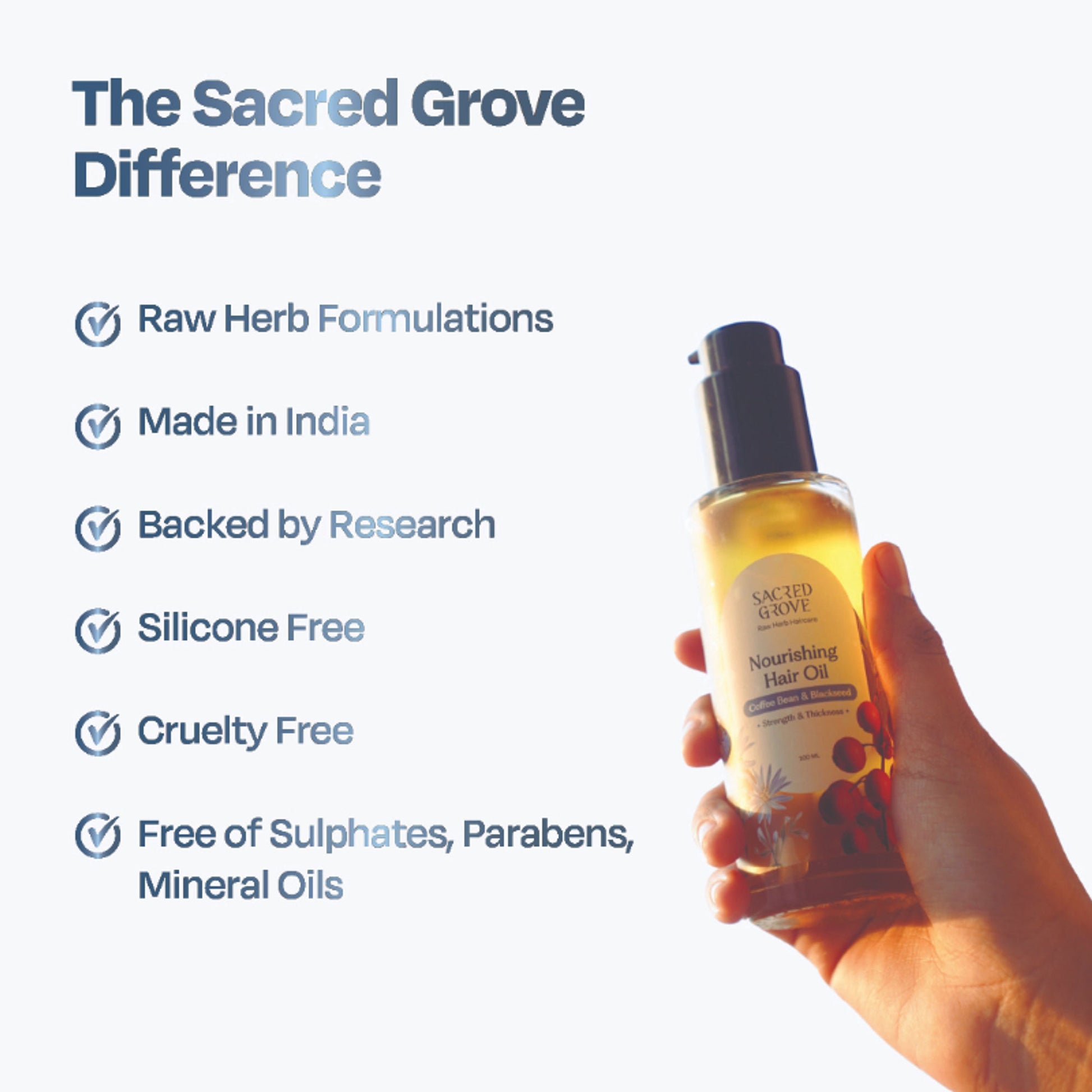 Sacred Grove Nourishing Hair Oil Coffee Bean & Blackseed For Strengthening Dry Damaged Hair
