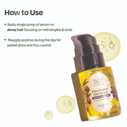 Sacred Grove Argan Oil Frizz Control Serum for Dry Damaged Frizzy Hair Leave in Serum Silicone Free