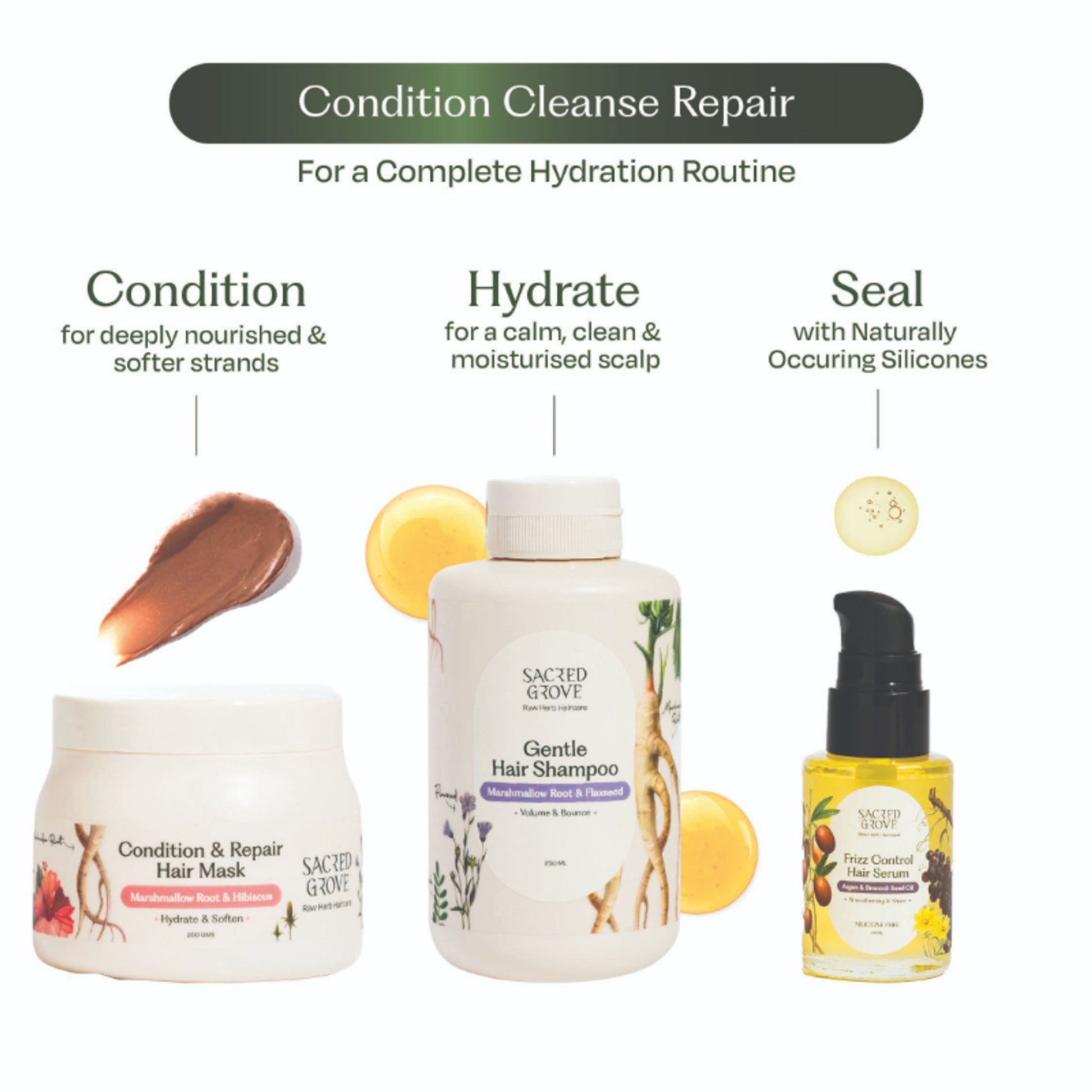 Sacred Grove Argan Oil Frizz Control Serum for Dry Damaged Frizzy Hair Leave in Serum Silicone Free
