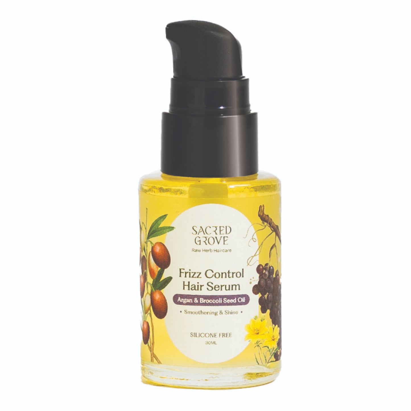 Sacred Grove Argan Oil Frizz Control Serum for Dry Damaged Frizzy Hair Leave in Serum Silicone Free