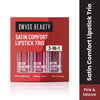 Swiss Beauty Satin Comfort Lipstick Trio 3-In-1 Combo - Pink And Mauve