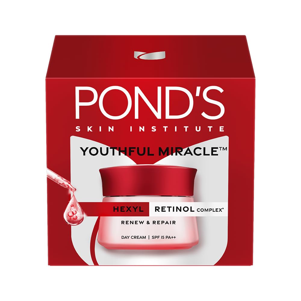 Ponds Youthful Miracle Hexyl Retinol Complex, Renew & Repair Day Cream 50g SPF 15 PA++ - Indyancart