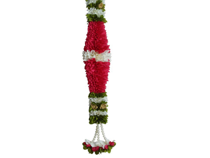 Dark Pink & Cream Hanging Artificial Flower Toran for Main Door Entrance, Reusable Thoran for Pooja Mandir, Living Room & Home Décor, Bandarwal for Festival Decoration (42x25 inch)