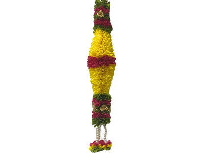 Yellow & Dark Pink Hanging Artificial Flower Toran for Main Door Entrance, Reusable Thoran for Pooja Mandir, Living Room & Home Décor, Bandarwal for Festival Decoration (42x25 inch)