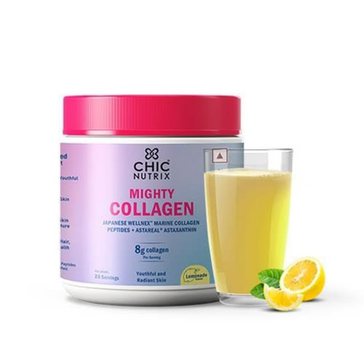 Chicnutrix Mighty Collagen Japanese Collagen Powder For Skin, Hair, Nails & Joints - Lemonade Flavor