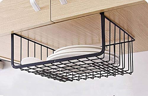 Go Hooked 16 Inch Under Shelf Basket Black Powder Coated Iron for Maximum Storage Efficiency Optimize Your Space for Kitchen and Pantry Home and Office Set of 2