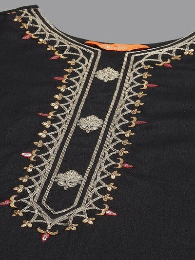 Indyancart IE Embroidered Sequinned Kurta with Trousers & Dupatta