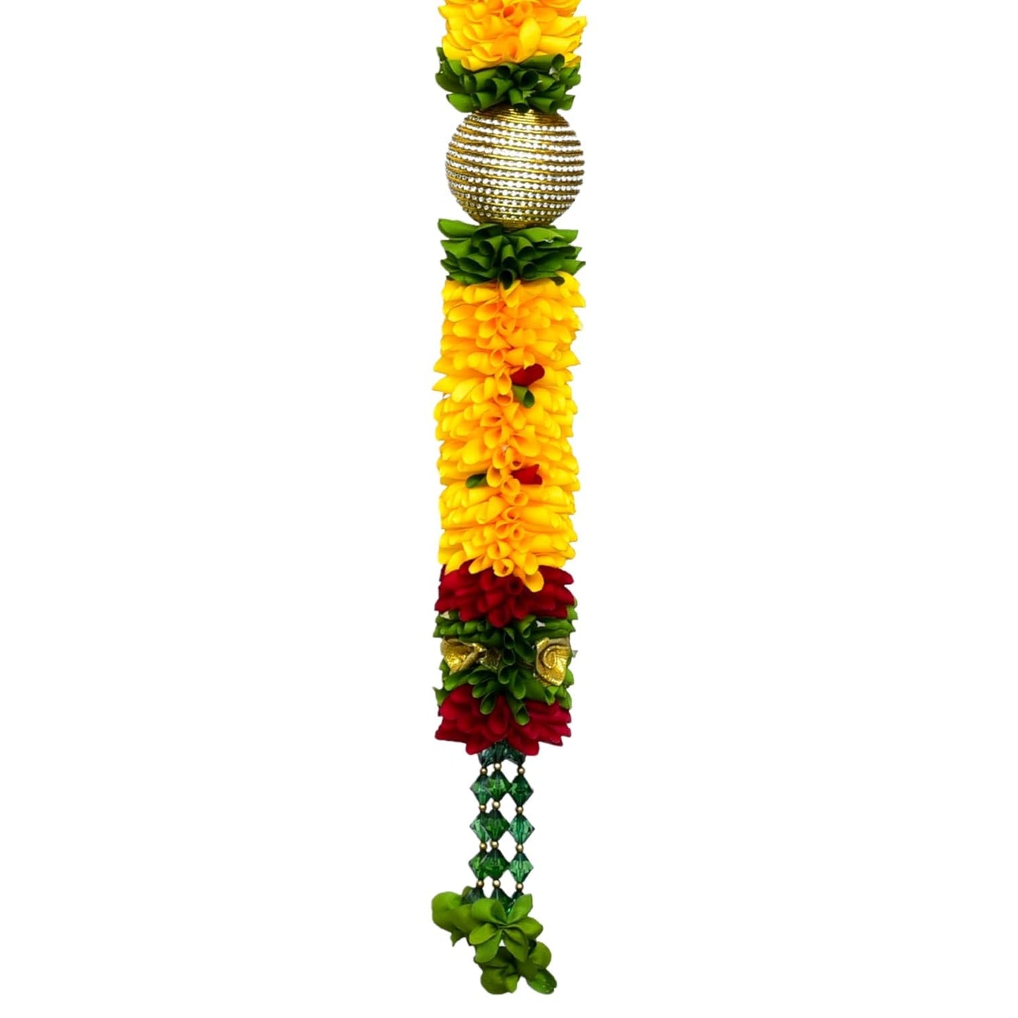 Toran for Main Door Entrance, Bandarwal for Festival, Pooja Mandir & Wedding, Handmade Traditional Flower Hanging for Home & Office Decor (42 inches 30 inches) Yellow