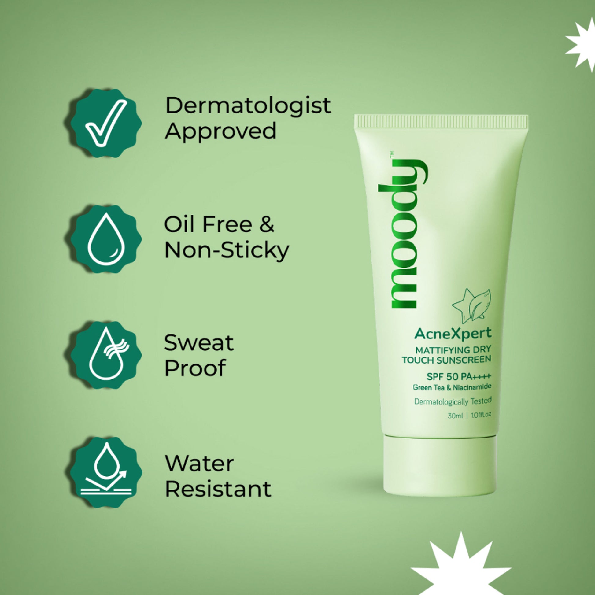 Moody AcneXpert Mattifying SPF 50 PA ++++ Niacinamide for Oil & Acne Control