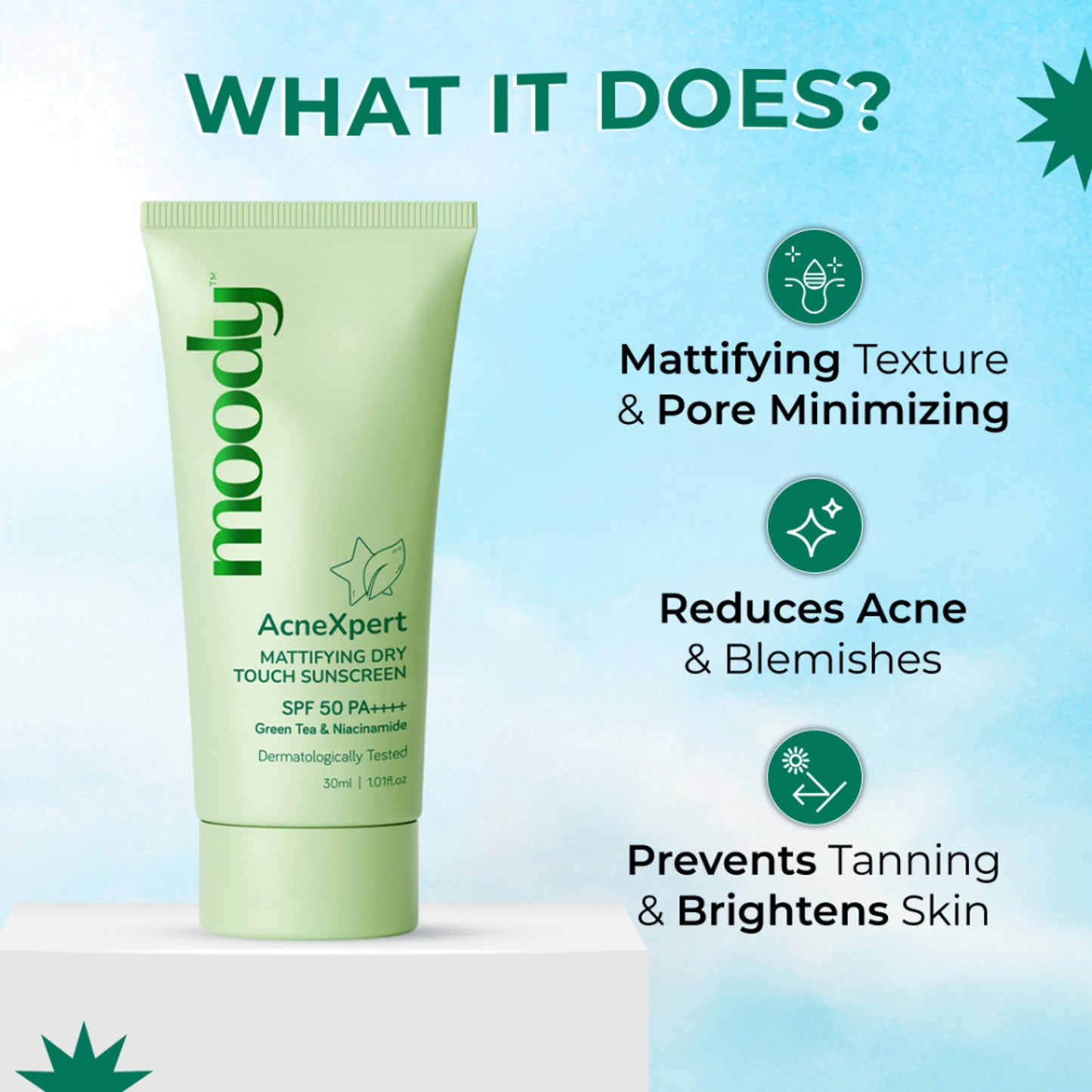 Moody AcneXpert Mattifying SPF 50 PA ++++ Niacinamide for Oil & Acne Control