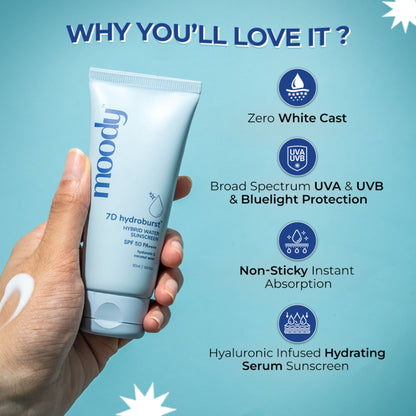 Moody Hydro Burst Water Sunscreen with SPF 50