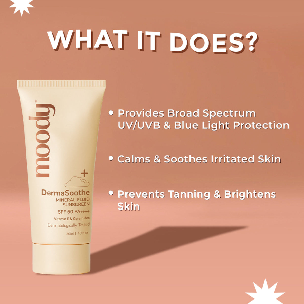 Moody Sensisoothe Mineral Sunscreen SPF 50 PA++++ With Rice Water & Ceramides For Senstive Skin