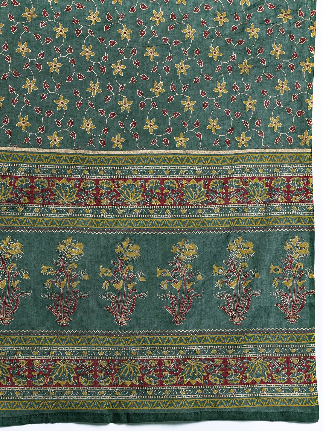 Dhiyona IE Floral Printed Pure Cotton Kurta With Trousers & Dupatta