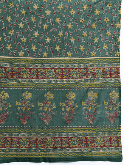 Dhiyona IE Floral Printed Pure Cotton Kurta With Trousers & Dupatta