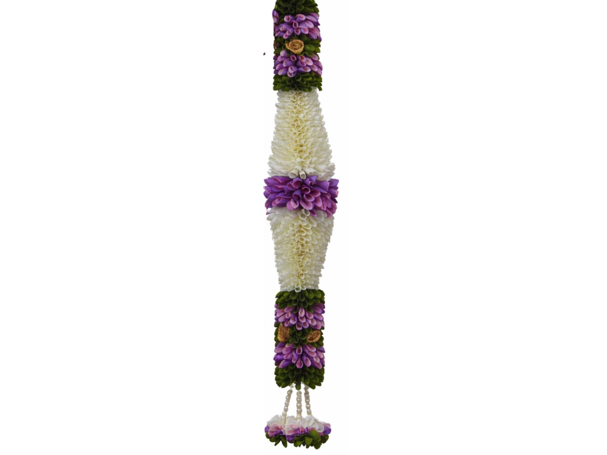 Purple & Cream Hanging Artificial Flower Toran for Main Door Entrance, Reusable Thoran for Pooja Mandir, Living Room & Home Décor, Bandarwal for Festival Decoration (42x25 inch)