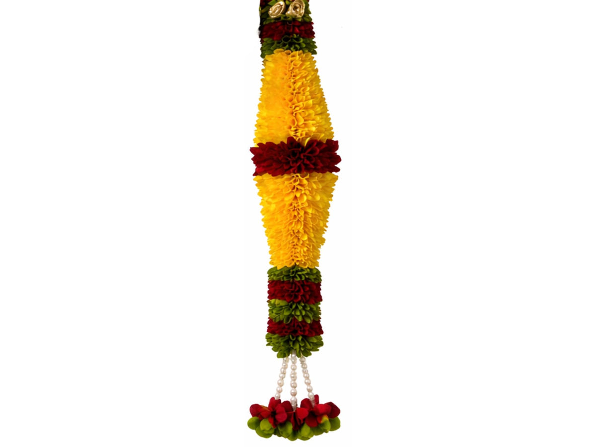 Orange Hanging Artificial Flower Toran for Main Door Entrance, Reusable Thoran for Pooja Mandir, Living Room & Home Décor, Bandarwal for Festival Decoration (42x25 inch)