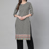 Dhiyona IE Women Black & White Geometric Printed Straight Kurta