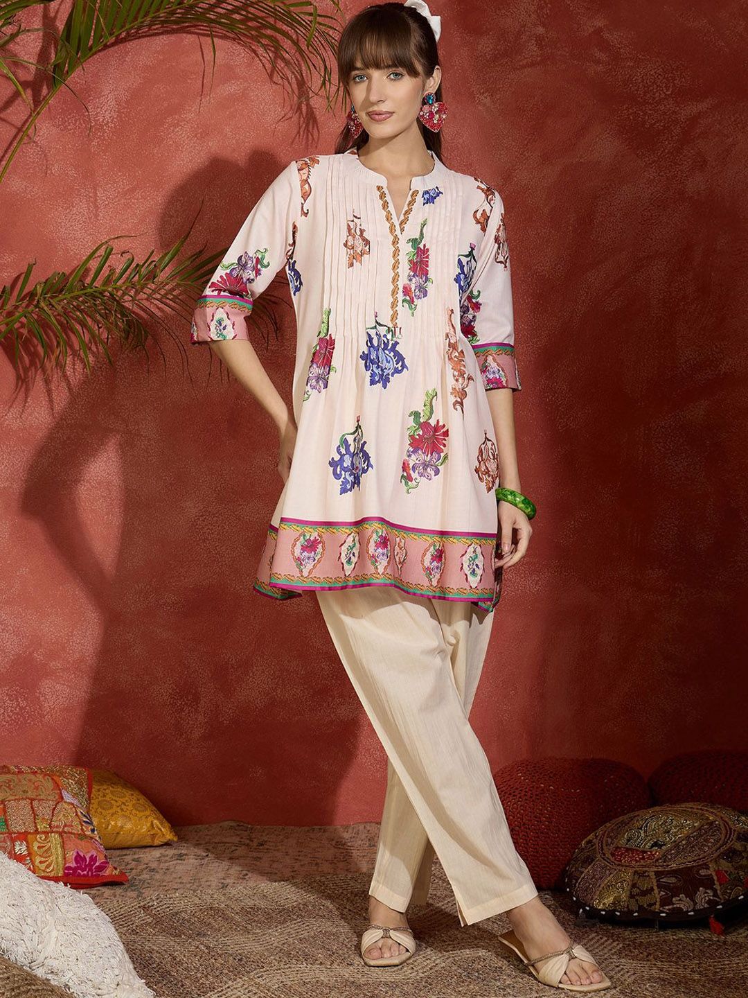 Indyancart IE Printed A-Line Tunic & Trousers Co-Ord Set