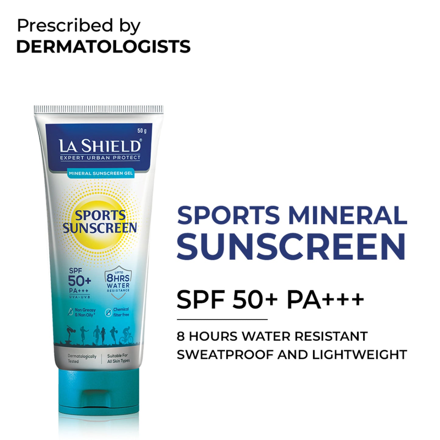 La Shield Sports Sunscreen SPF 50+ 100% Mineral 8 Hours Water resistant Sweatproof
