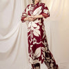 Dhiyona IE Floral Printed Shirt Collar Sequinned Kurta with Trousers