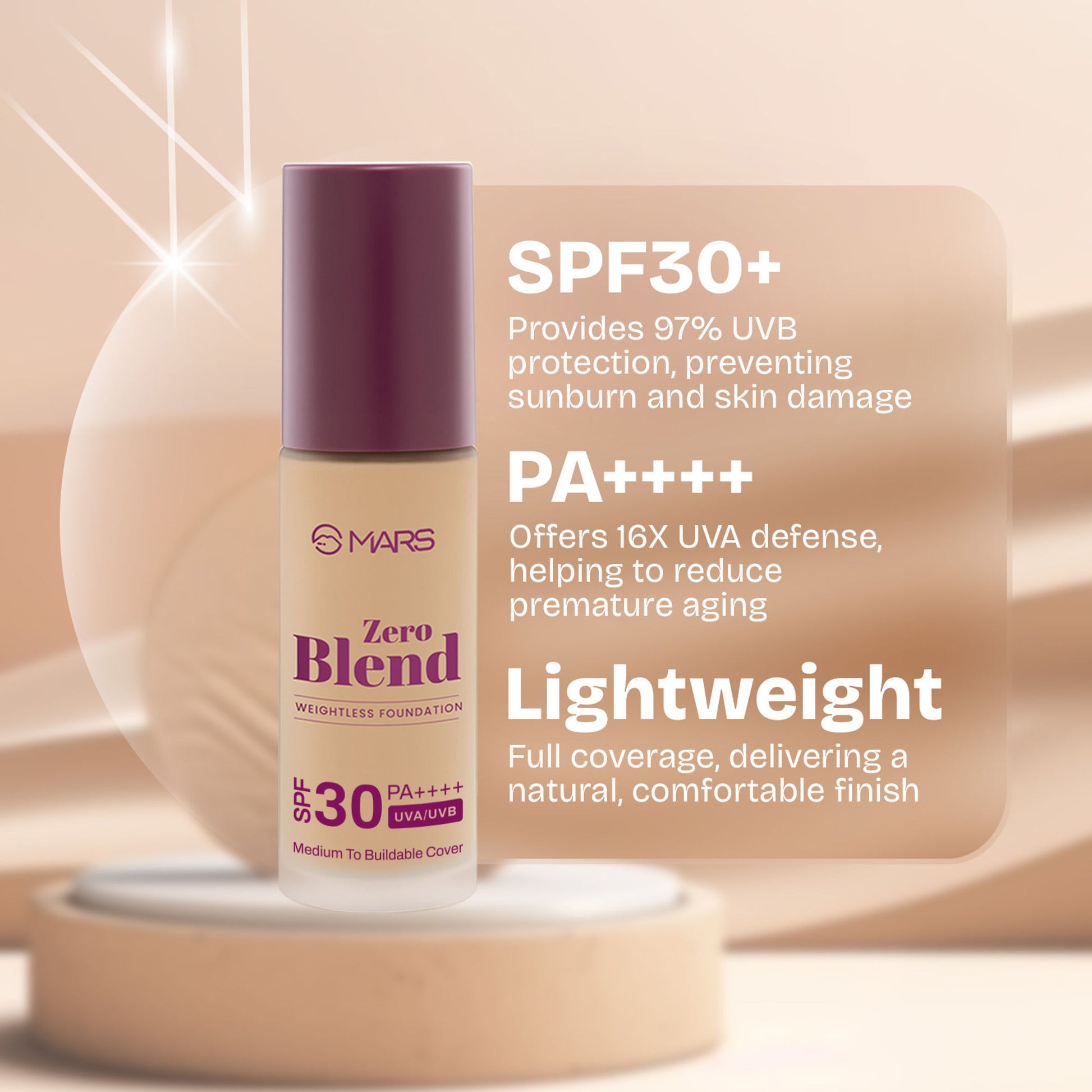 MARS SPF30 PA+++ Zero Blend Weightless Foundation - 05 Biscotti Bliss